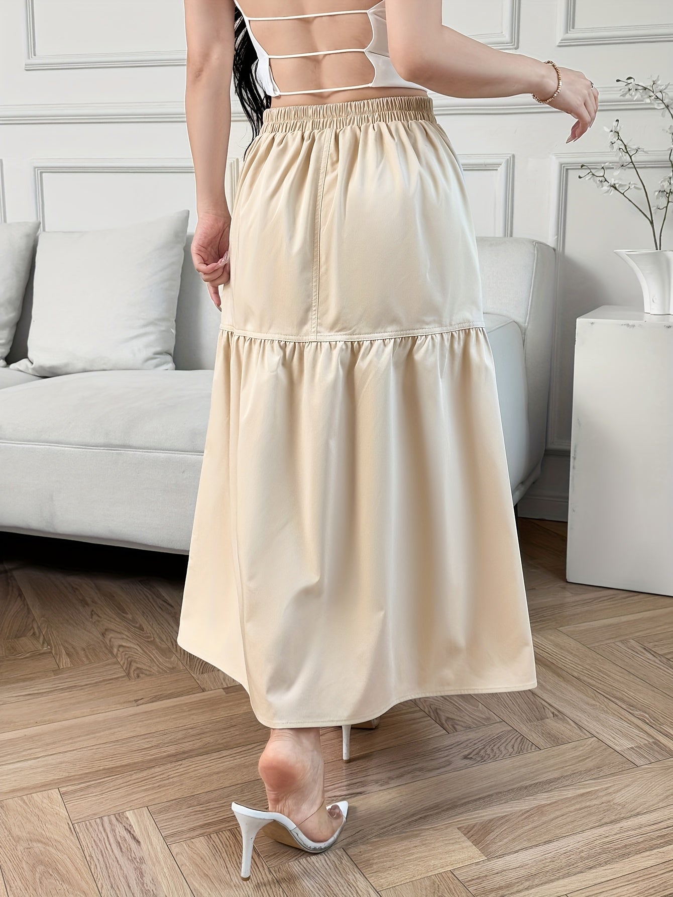 Saia Midi Feminina Evasê